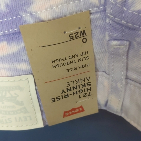 Levi's 721 High Rise Tye Dye Skinny Jeans Size 25 - Picture 5 of 6